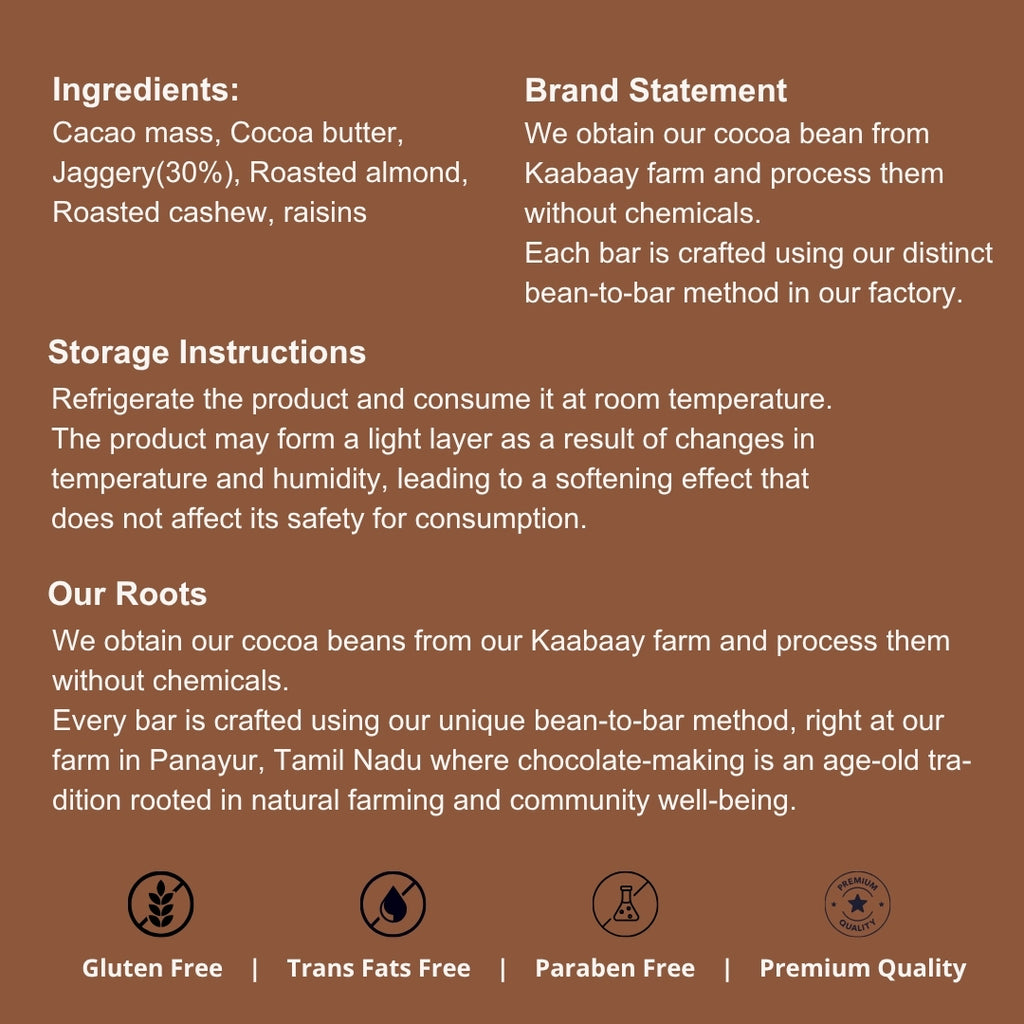 Dark Chocolate 70% Jaggery Nutty Fruity Bliss