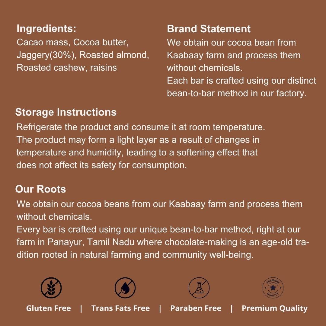 Dark Chocolate 70% Jaggery Nutty Fruity Bliss