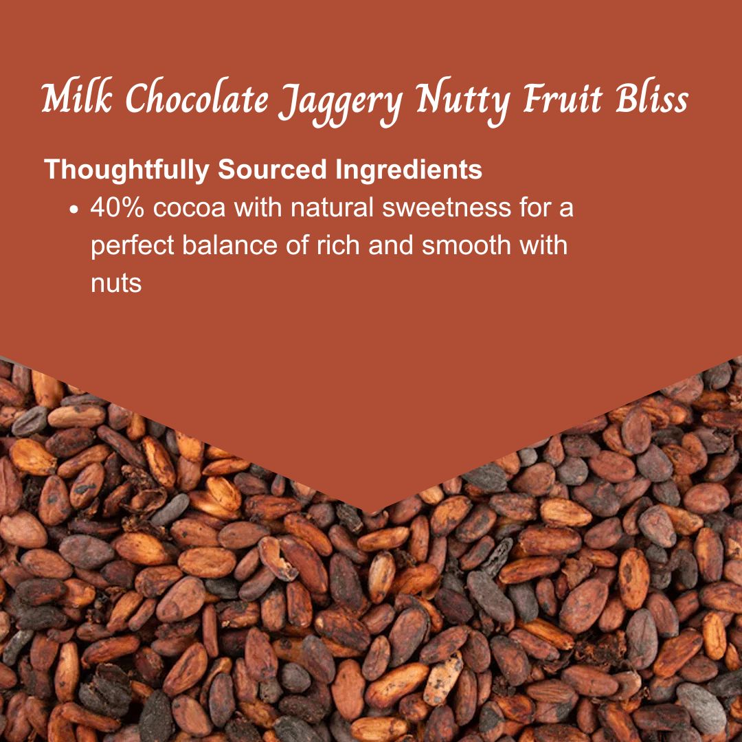 Milk Chocolate 40% Jaggery Nutty Fruity Bliss 80gm