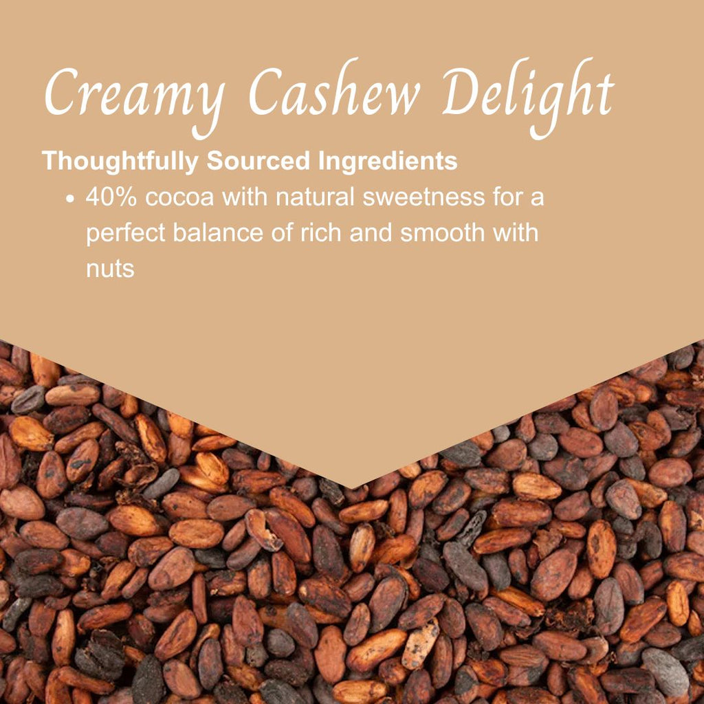 Milk chocolate 40% Creamy Cashew Delight Bar 80gm